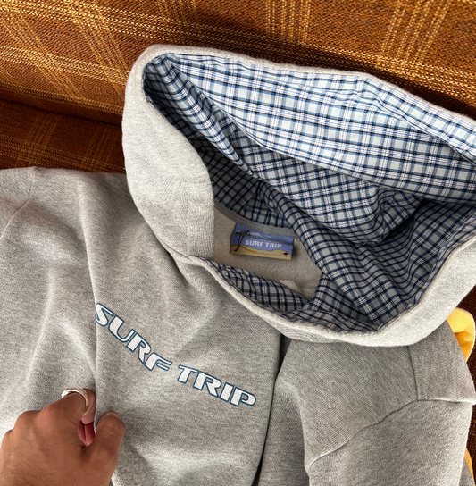 Coastal Drift Plaid Lined Hoodie